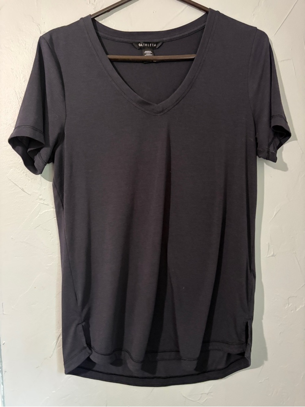 Athleta Women's Dark Charcoal V-Neck Short Sleeve Tee